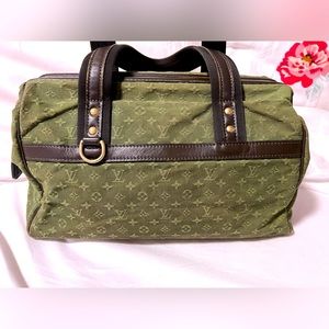 LOUIS VUITTON-Green Monogram Mini Lin Canvas Montsouris GM